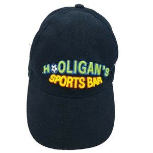 Hooligans Sports Bar Adjustable Tuck Strap Baseball Cap Black Cloverleaf Golf